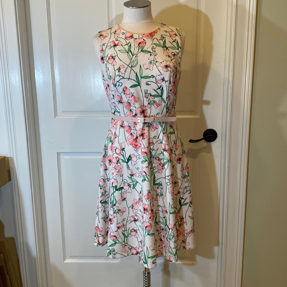 Tommy Hilfiger A-Line Belted Floral Dress